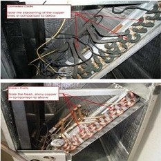 Above, A/C coils from a home with Chinese drywall. Below, A/C coils from a home with the correct drywall.